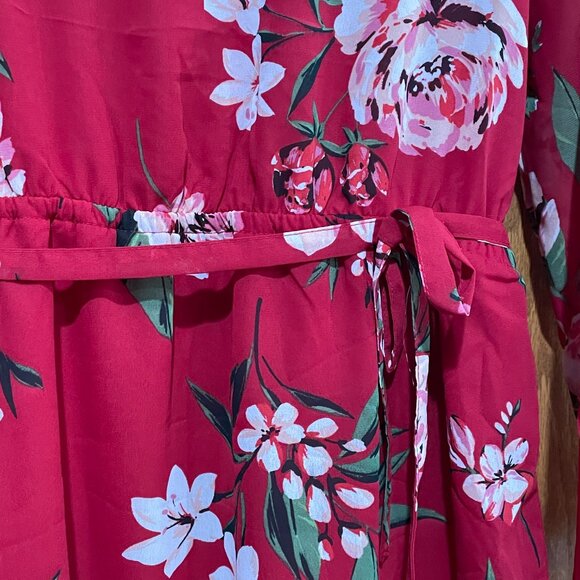 THE CHILDREN'S PLACE Girl's XXL 16 Long Sleeve Red Floral Tie Ruffle Dress NWT - Picture 6 of 7